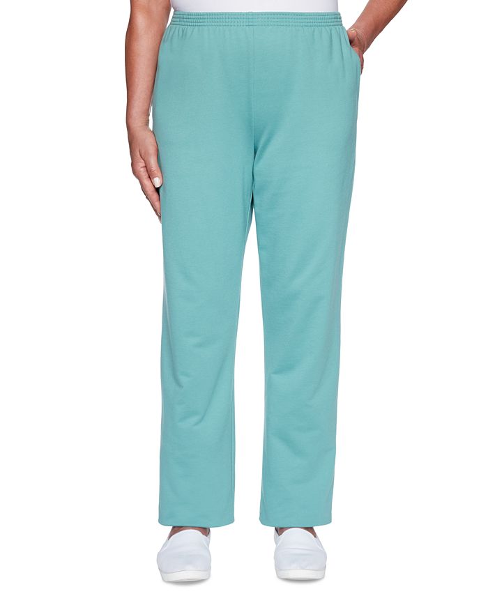 Alfred Dunner Women's All About Ease Casual Pants Green Size Petite Medium
