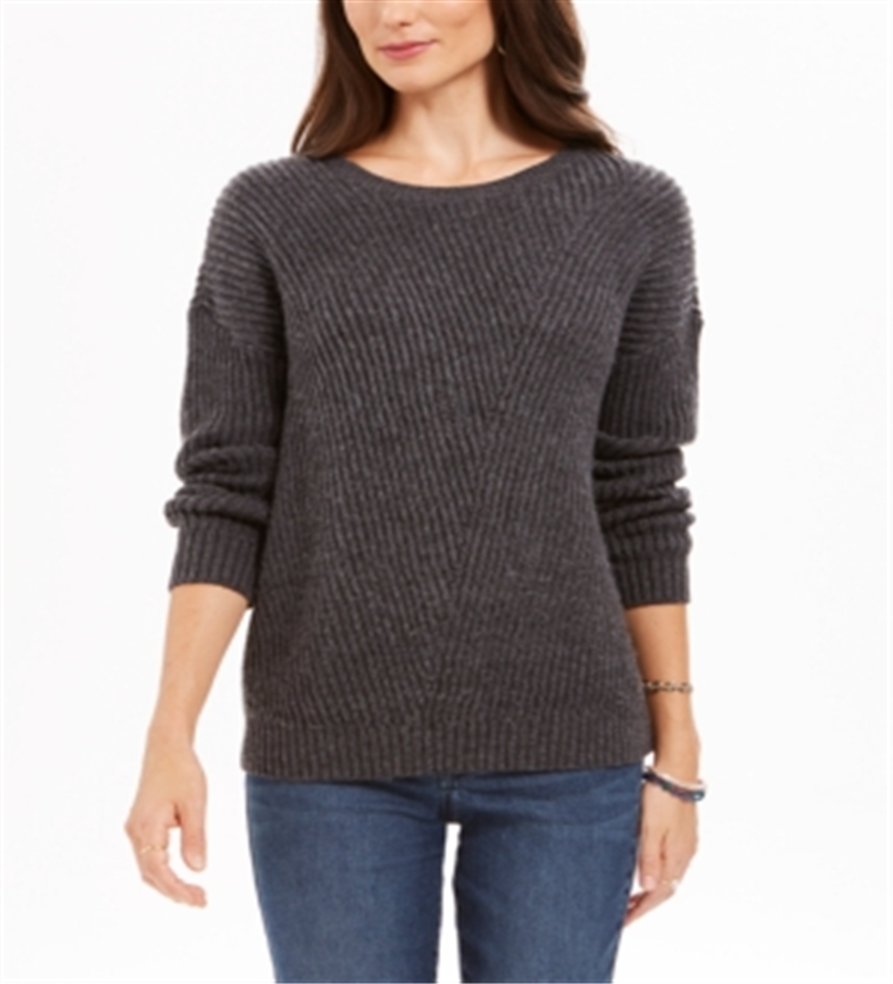 Style & Co Women's Ribbed Drop Shoulder Sweater Gray Size XX-Large