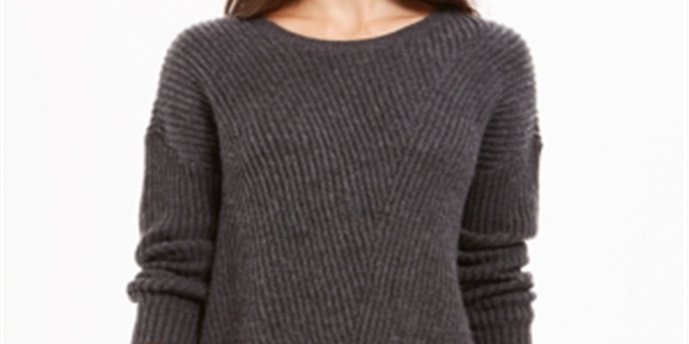 Style & Co Women's Ribbed Drop Shoulder Sweater Gray Size XX-Large