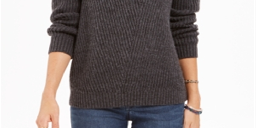 Style & Co Women's Ribbed Drop Shoulder Sweater Gray Size XX-Large