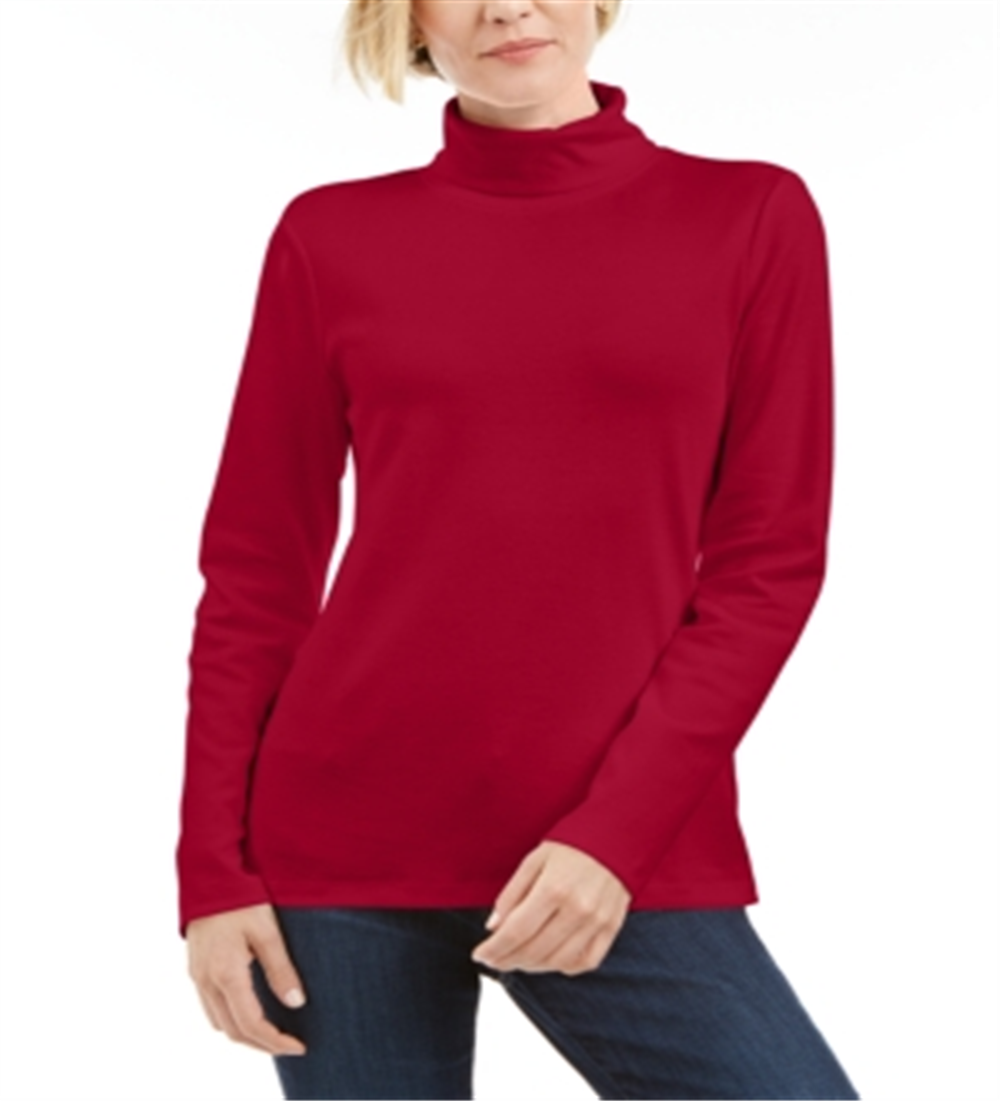 Karen Scott Women's Cotton Turtleneck Top Red Size XXL