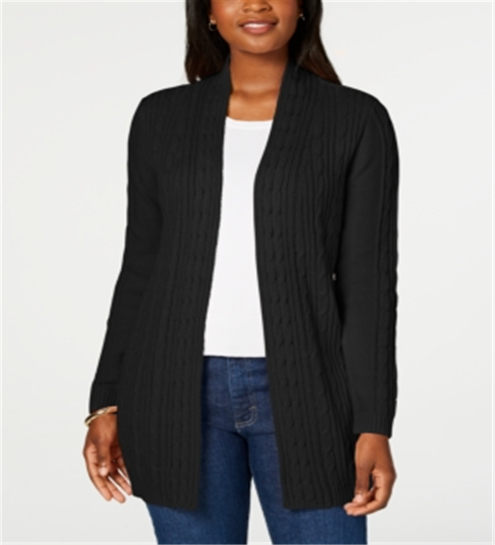 Karen Scott Women's Cable Knit Cardigan Black Size Petite XL