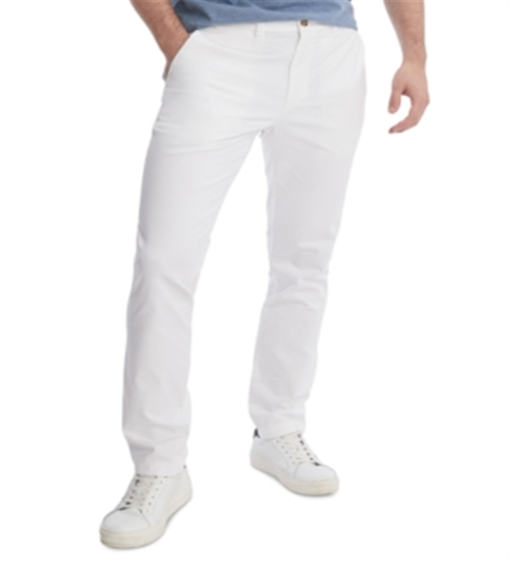 Tommy Hilfiger Mens Slim Fit Khaki Chino Pants White Size 36/32