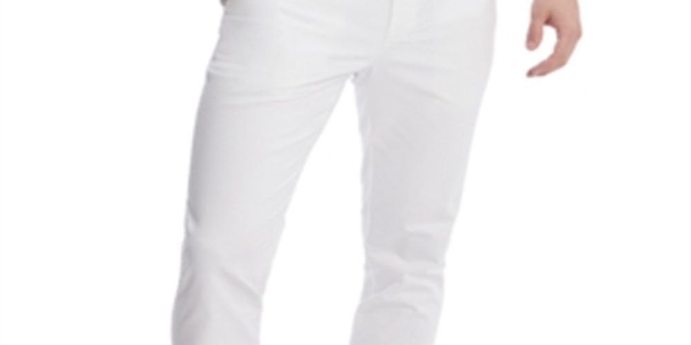 Tommy Hilfiger Mens Slim Fit Khaki Chino Pants White Size 36/32