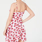 B DARLIN Women's Zippered Floral Spaghetti Strap V Neck Mini Layered Dress White Size 9-10