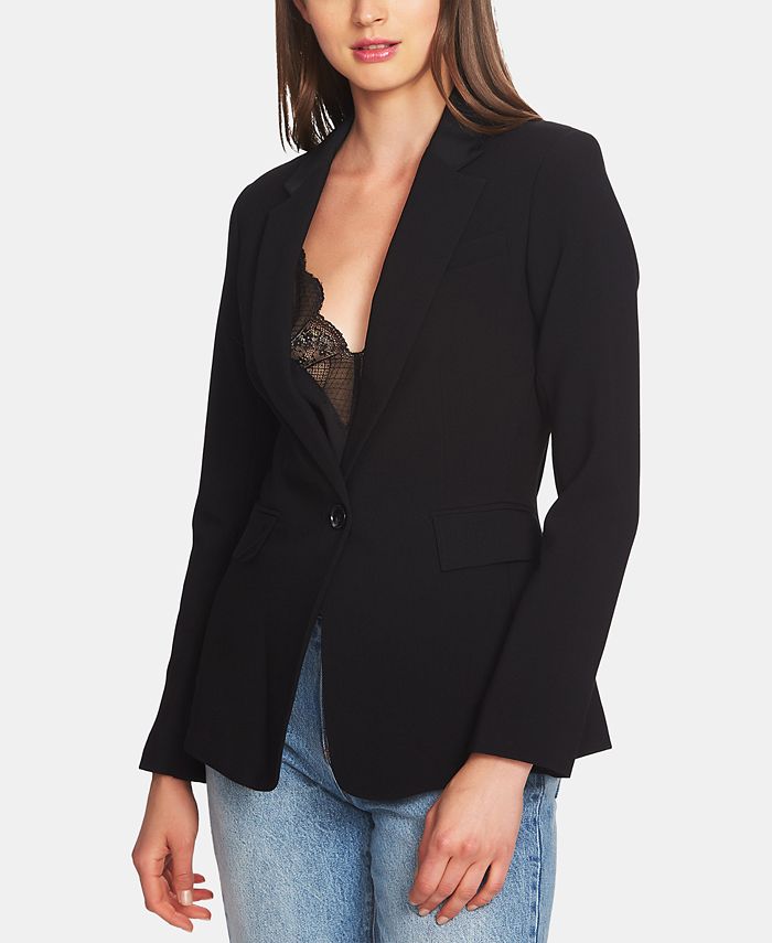 1.STATE Women's Classic Crepe Button Blazer Black Size 4
