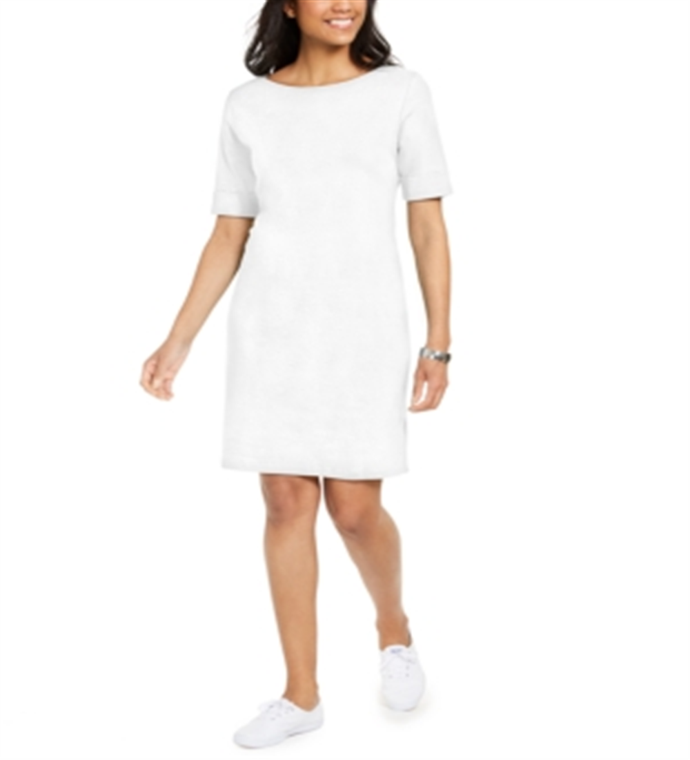 Karen Scott Cuffed Above the Knee Dress White Size XS