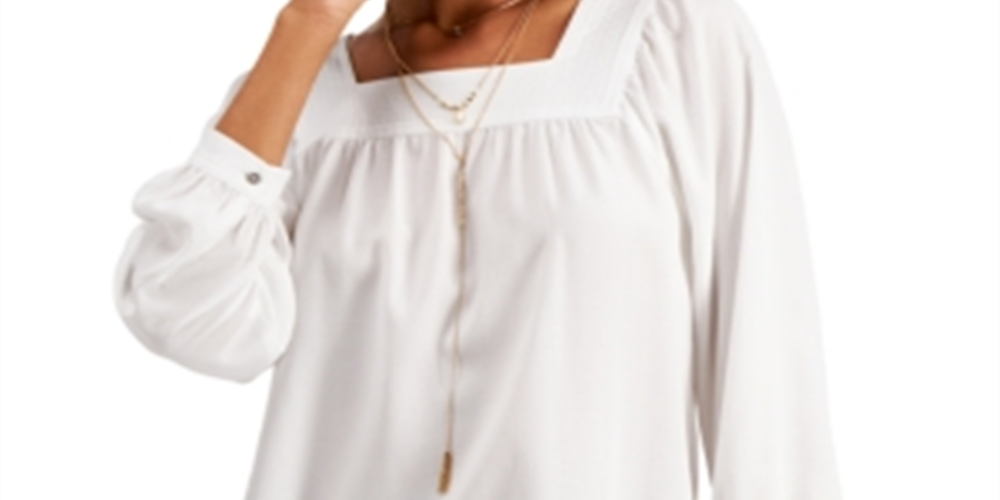 Style & Co Women's Square Neck Top White Size Small