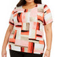 Jm Collection Plus Size Printed Jacquard Top  Red Size 4X