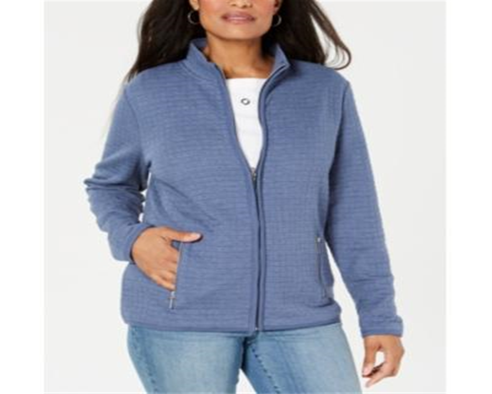 Karen Scott Women's Zip Front Sweater Gray Size Petite XL