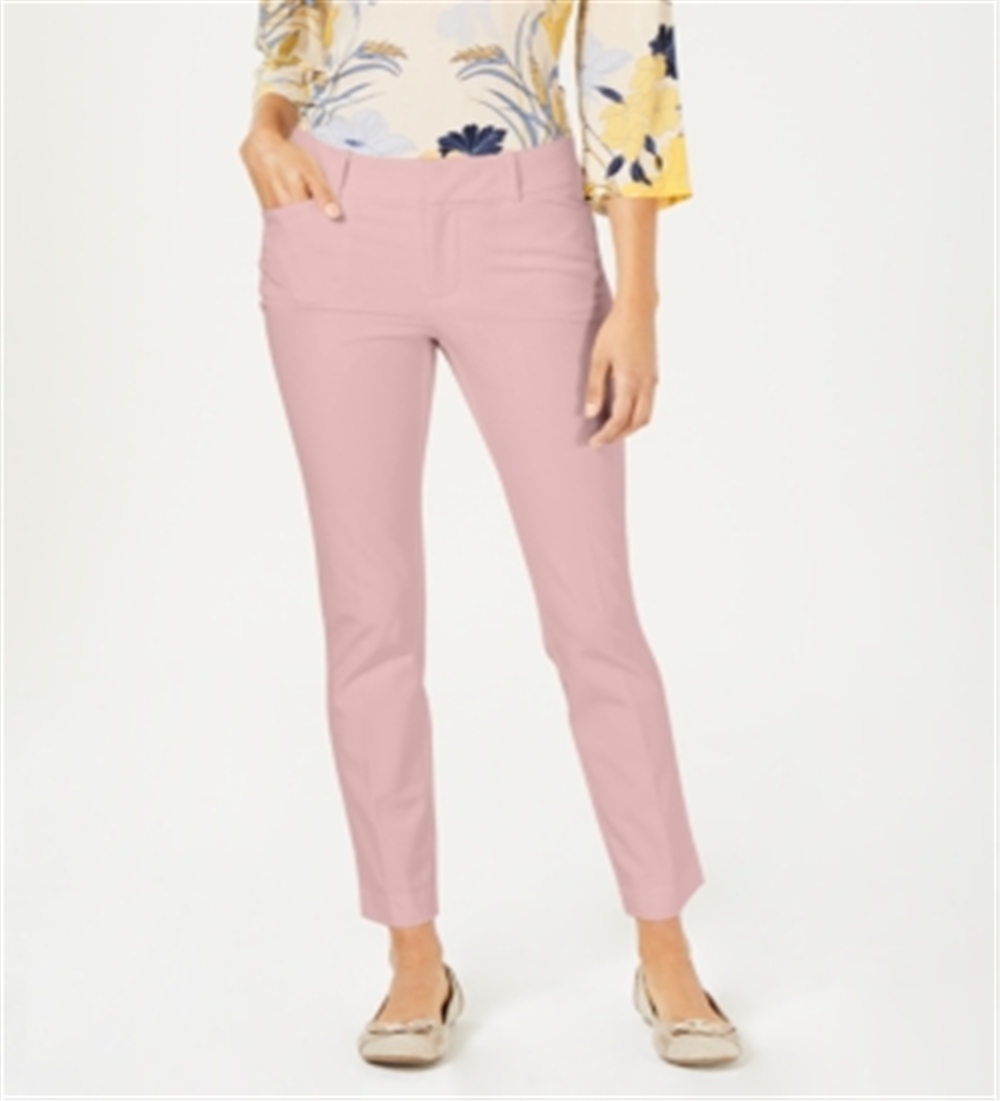 Charter Club Women's Newport Tummy Control Slim Fit Pants Pink Size 10