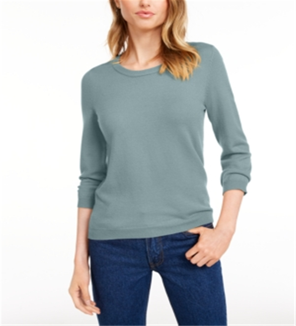 Maison Jules Women's Crewneck 3/4 Sleeve Sweater Blue Size X-Small