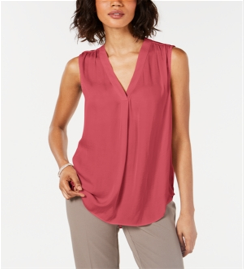 Alfani Women's Sleeveless V Neck Tank Top Red Size X-Large