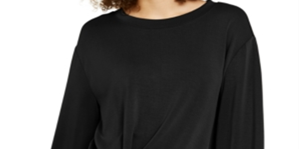 INC International Concepts Women's Earth Twist Front Sweatshirt Black Size M