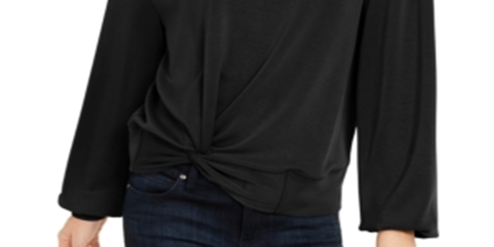INC International Concepts Women's Earth Twist Front Sweatshirt Black Size M