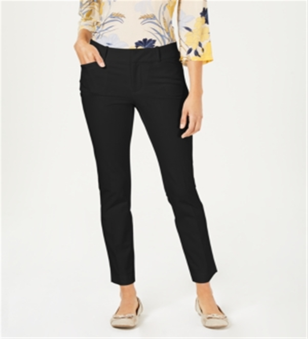 Charter Club Women's Solid Newport Slim Leg Pants Black Size 6 Petite