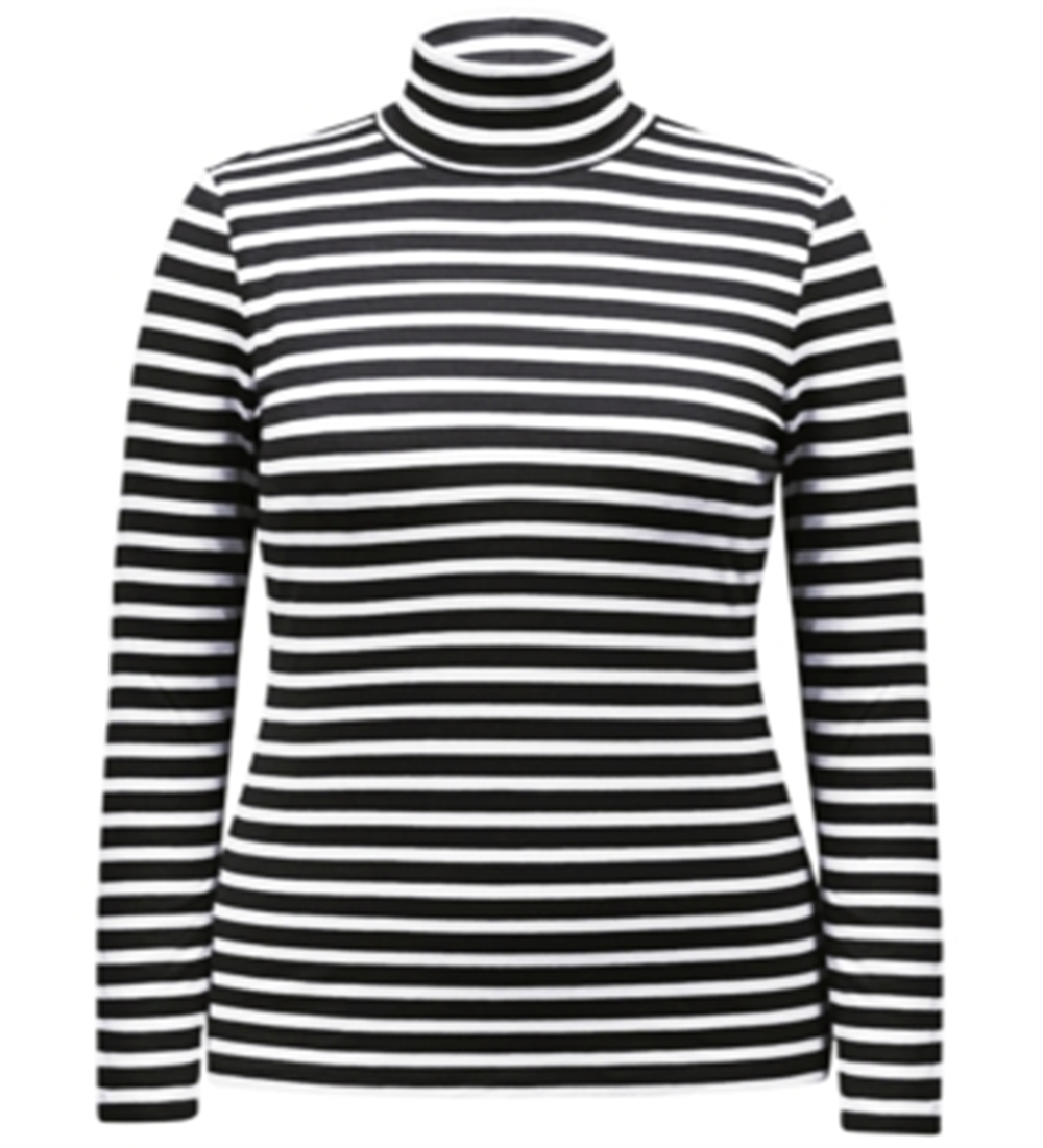 Style & Co Women's Striped Turtleneck Top Black Size -XL