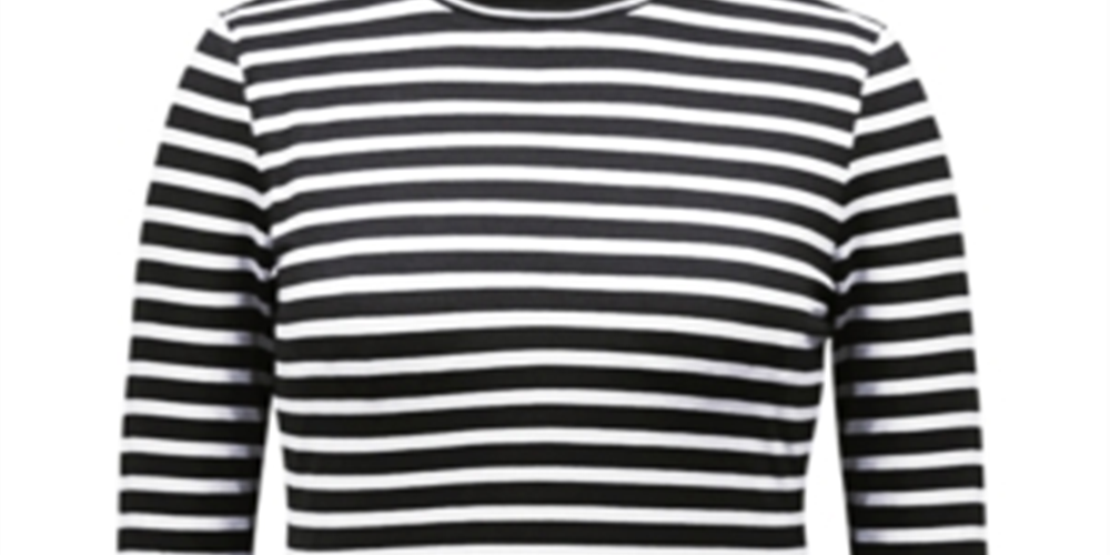 Style & Co Women's Striped Turtleneck Top Black Size -XL