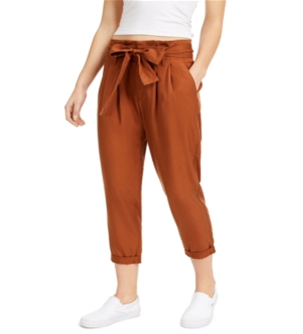 Indigo Rein Women's Super High Rise Cuffed Paperbag Pants Brown Size X-Large
