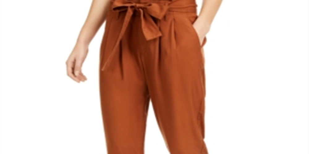 Indigo Rein Women's Super High Rise Cuffed Paperbag Pants Brown Size X-Large