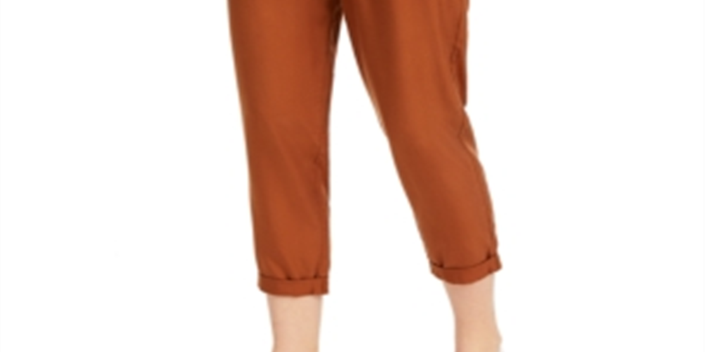 Indigo Rein Women's Super High Rise Cuffed Paperbag Pants Brown Size X-Large