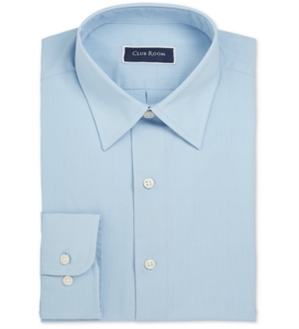 Club Room Men's Classic Regular Fit Solid Dress Shirt Blue Size 32-33