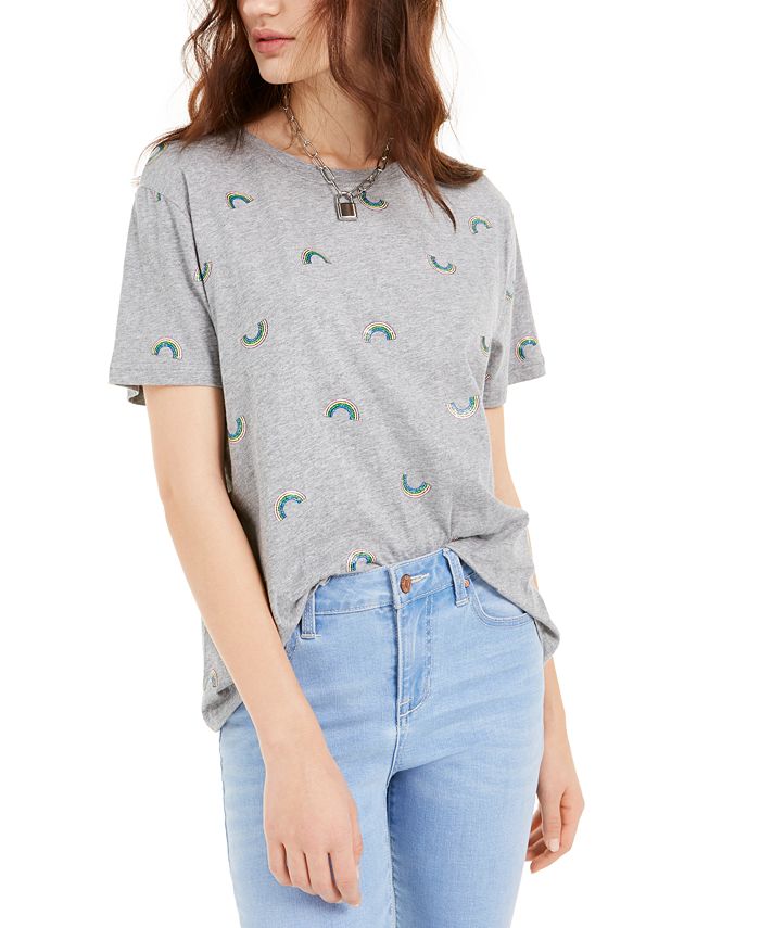 Miken Women's Round Neck Short Sleeve Graphic T-Shirt Gray Size X-Large