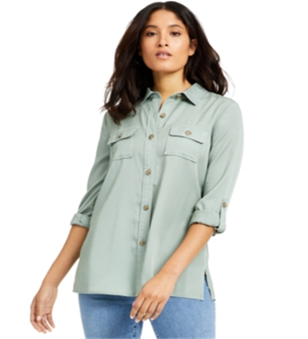 Charter Club Women's Utility Shirt Green Size Small