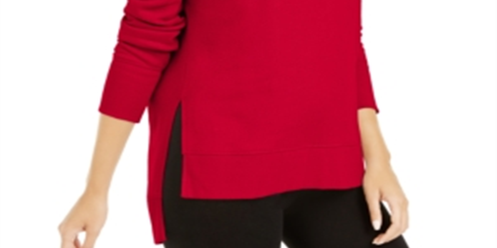 Calvin Klein Women's Velvet Logo High Low Hoodie Red Size X-Large
