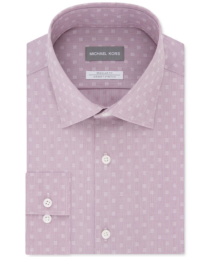Michael Kors Men's Classic Fit Airsoft Stretch Performance Dress Shirt Pink Size 32X33