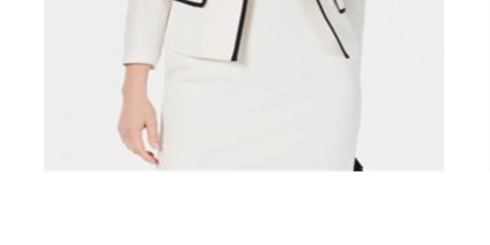 Kasper Women's Petite Wing-Lapel Contrast-Trim Blazer White Size 16 P