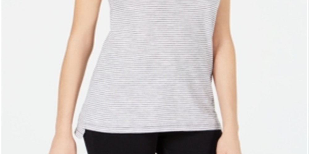 Maison Jules Women's Crewneck Ringer T-Shirt Gray Size X-Small