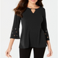 JM Collection Women's Chain Detail Crepe Top Black Size Petite Petite