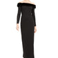 Calvin Klein Women's Long Sleeve Maxi Sheath Formal Dress Black Size 6