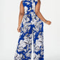 Jessica Howard Women's Plus Jumpsuit Floral V Neck Blue Size 1X