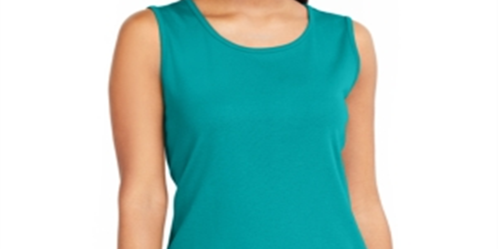 Karen Scott Women's Cotton Tank Top Blue Size Large
