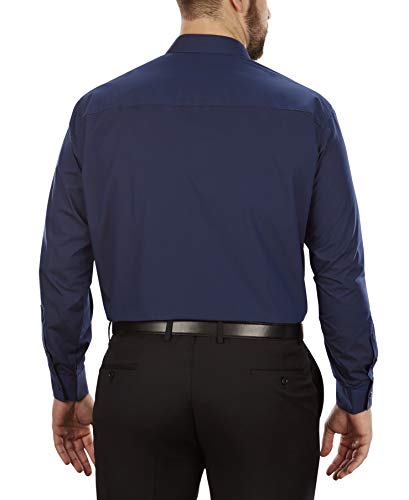 Kenneth Cole Men's Big and Tall Solid Dress Shirt Blue Size 3XL