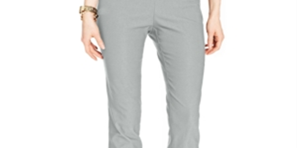 Charter Club Women's Cambridge Tummy Control Slim Leg Pants Gray Size 12P