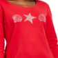 Karen Scott Women's Solid 3/4 Sleeve T-Shirt Top Red Size Petite X-Large