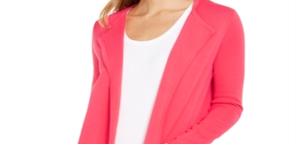 Charter Club Women's Milano Cotton Open Front Sweater Pink Size Medium