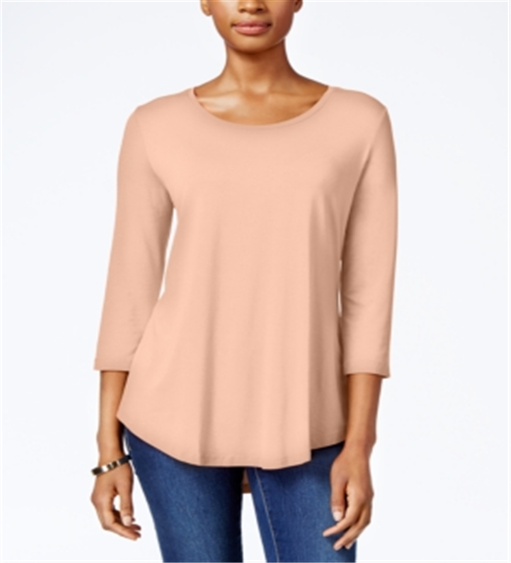 JM Collection Women's Three Quarter Sleeve Top Pink Size Petite S/M