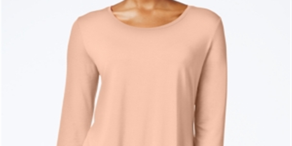 JM Collection Women's Three Quarter Sleeve Top Pink Size Petite S/M