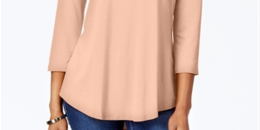 JM Collection Women's Three Quarter Sleeve Top Pink Size Petite S/M