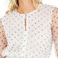 Bar III Women's Polka Dot Smocked Waist Top White Size Small