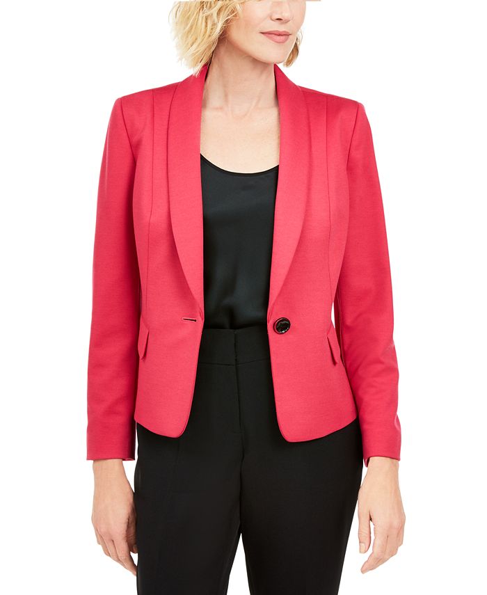 Kasper Women's  Petite Shawl-Collar Single-But Lipstick Pink Size 2P