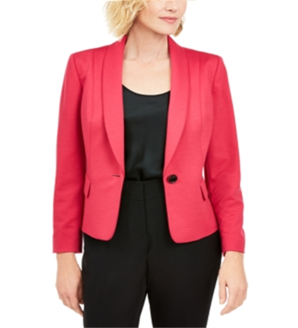 Kasper Women's  Petite Shawl-Collar Single-But Lipstick Pink Size 2P
