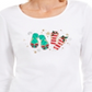 Karen Scott Women's Cotton 3/4 Sleeve Scoop Neck Holiday Top White Size X-Small