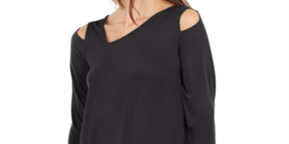 Alfani Women's Asymmetrical Cut Out Top Black Size Petite XL