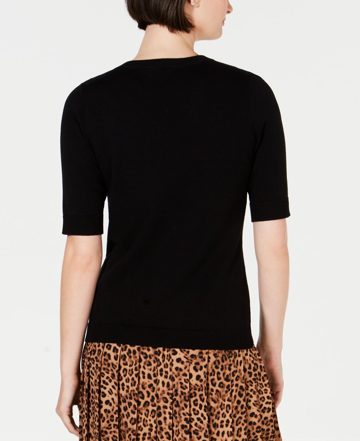 Charter Club Women's Elbow-Sleeve Sweater Black Size Petite S/M