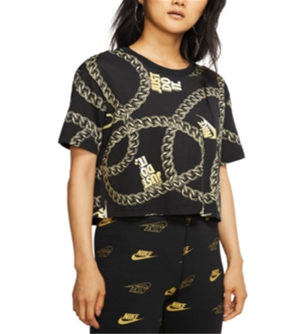 Nike Women's Glam Dunk Fitness Training T-Shirt Black Size X-Small